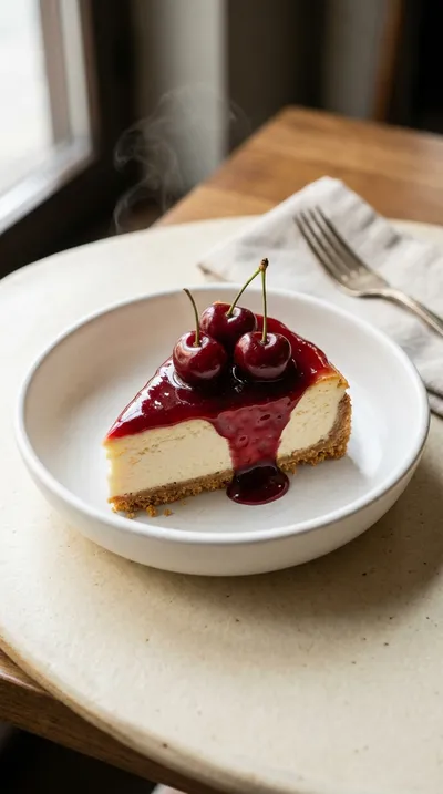 New York Cherry Cheesecake with Rich Cherry Drizzle