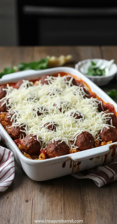 Dump-and-Bake Meatball Casserole (No-Boil Pasta) - ingredients preparation