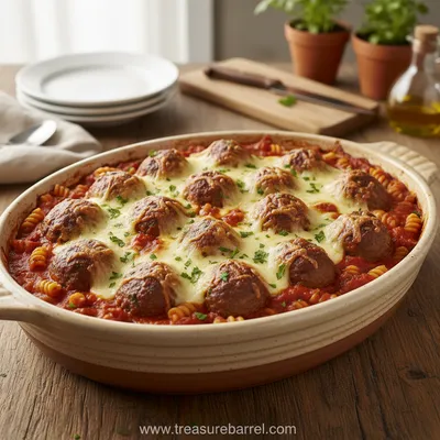 Dump-and-Bake Meatball Casserole (No-Boil Pasta)