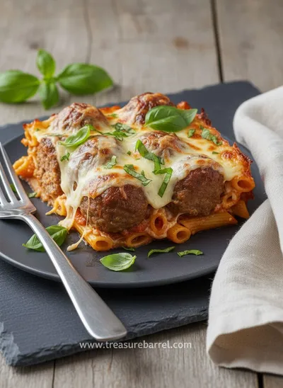 Dump-and-Bake Meatball Casserole – Easy Weeknight Dinner - ready to serve