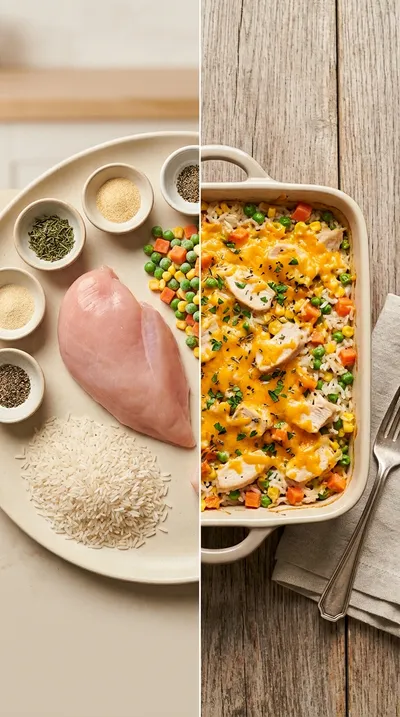 No Peek Chicken Casserole – Easy Dump‑and‑Bake Dinner - ready to serve