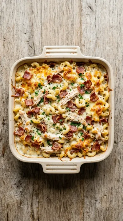 Chicken Bacon Ranch Pasta Casserole - cooking process