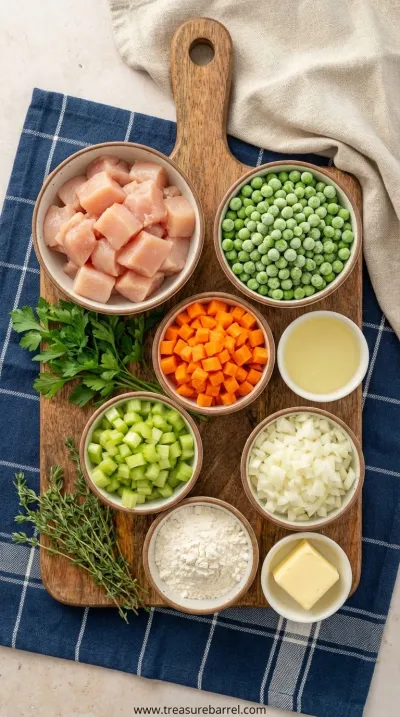 Easy Chicken Pot Pie with Biscuits Recipe - ingredients preparation