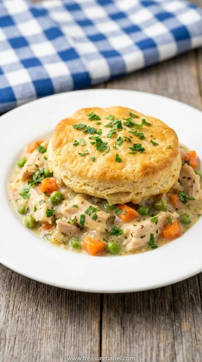 Easy Chicken Pot Pie with Biscuits Recipe - ready to serve