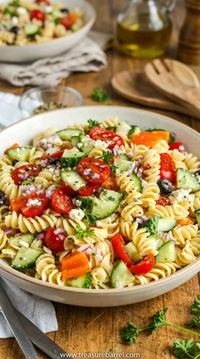 Easy Pasta Salad Recipe with Colorful Veggies and Zesty Dressing - ready to serve