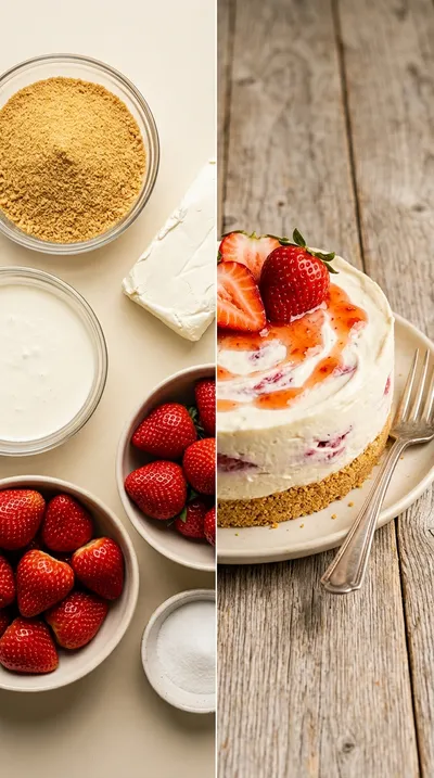 No-Bake Strawberry Cheesecake - ready to serve