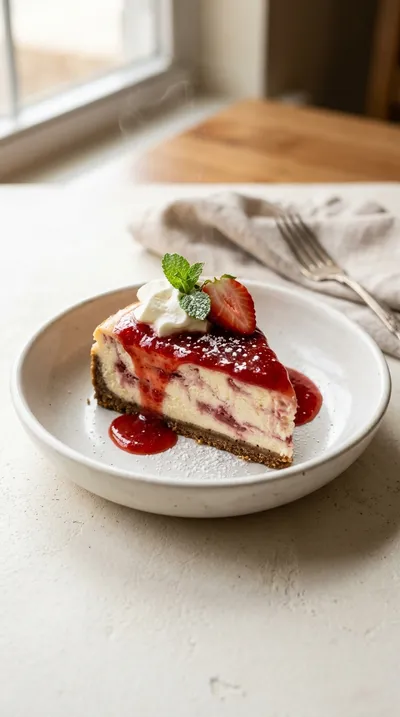 Strawberry Swirl Cheesecake – Easy No‑Bake Dessert
