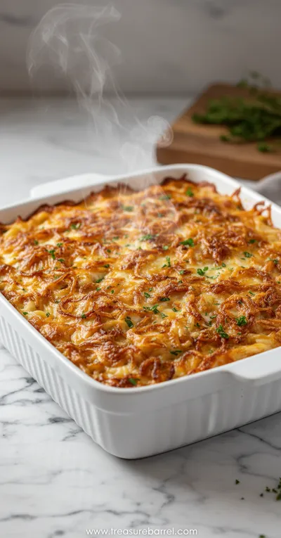 French Onion Chicken Orzo Casserole