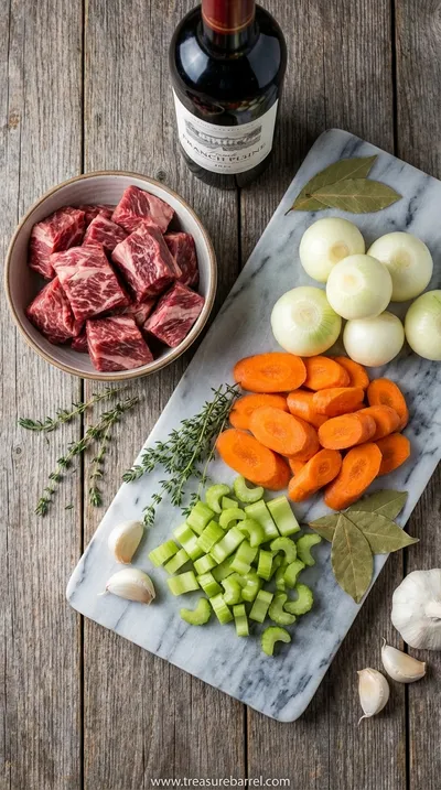 French-Style Beef Stew: Tender & Hearty Recipe - ingredients preparation