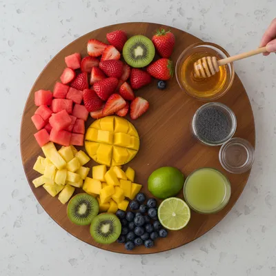 Fresh Fruit Salad with Honey Lime Poppy Seed Dressing - cooking process