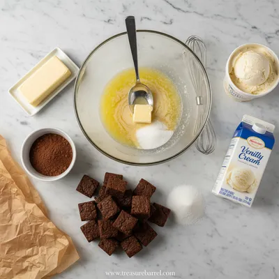 Frozen Brownie Ice Cream Cake - cooking process