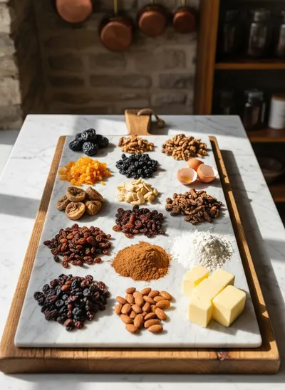 Traditional Fruit Cake Recipe - ingredients preparation