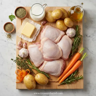 Garlic Herb Chicken with Creamy Mash & Roasted Carrots - cooking process