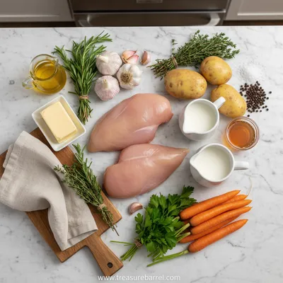 Garlic Herb Chicken with Mashed Potatoes & Glazed Carrots - cooking process