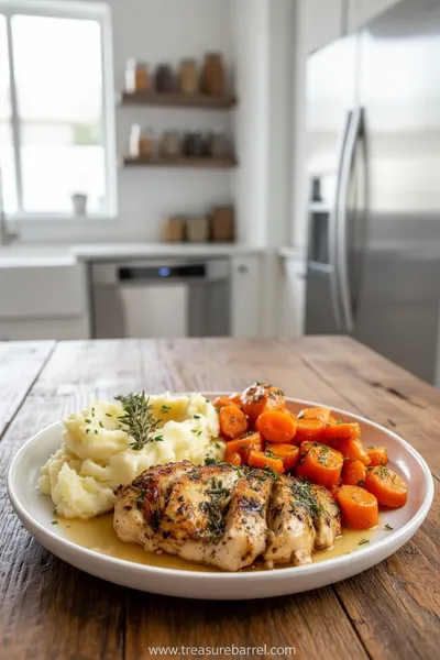 Garlic Herb Chicken with Mashed Potatoes & Glazed Carrots