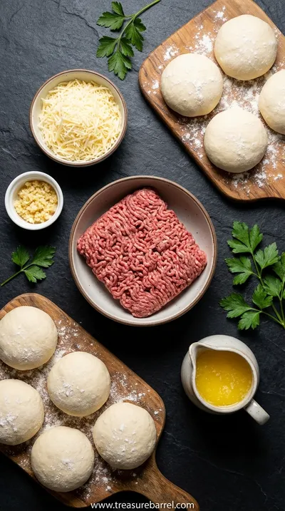 Garlic Parmesan Cheeseburger Bombs Recipe - ingredients preparation
