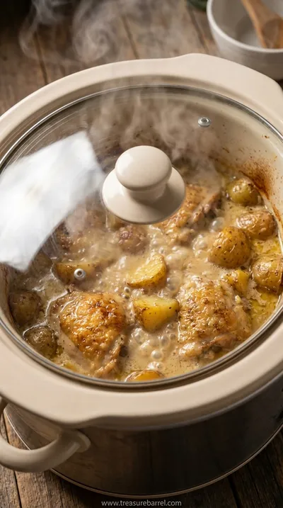 Garlic Parmesan Crockpot Chicken and Potatoes Recipe - cooking process