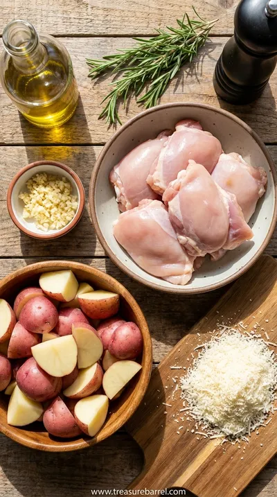 Garlic Parmesan Crockpot Chicken and Potatoes Recipe - ingredients preparation