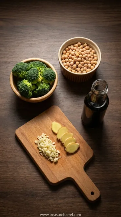 Garlic Broccoli Stir Fry With Chickpeas: Vegan Recipe - ingredients preparation