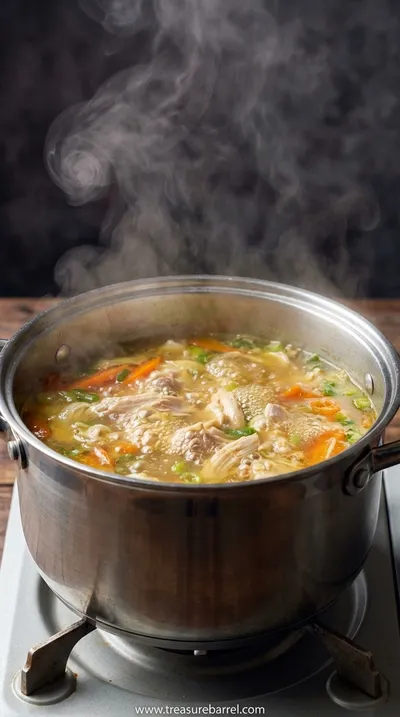 Ginger Garlic Chicken Noodle Soup Recipe - cooking process