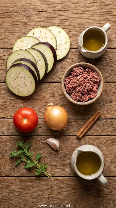 Classic Greek Eggplant Moussaka - Eat Healthier - ingredients preparation