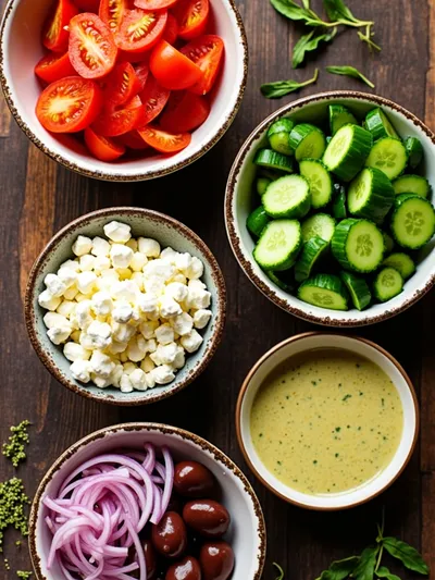 Greek Salad Recipe – Fresh, Easy, and Flavorful - ingredients preparation