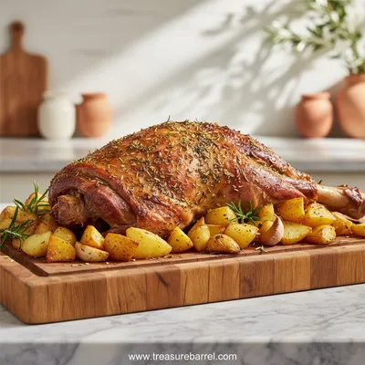 Greek Slow Roast Leg of Lamb with Potatoes Recipe