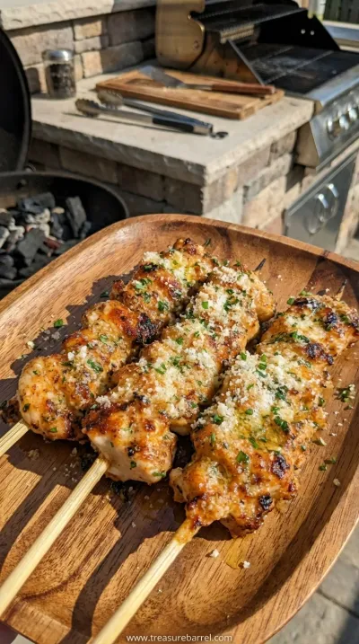 Grilled Ranch Garlic Parmesan Chicken Skewers Recipe
