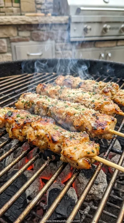Grilled Ranch Garlic Parmesan Chicken Skewers Recipe - cooking process