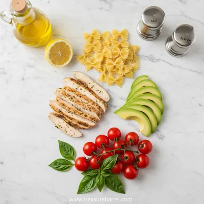 Healthy Chicken Pasta Salad with Avocado, Tomato & Basil - cooking process