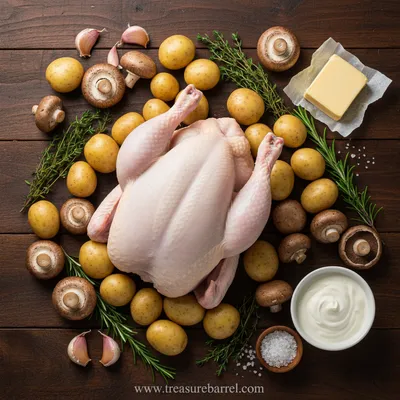 Herb Roasted Chicken with Creamy Mushroom Sauce - cooking process