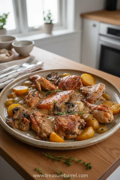 Herb Roasted Chicken with Creamy Mushroom Sauce