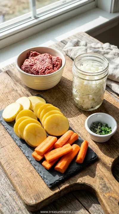 Hobo Casserole: Rustic Ground Beef and Potato Bake - ingredients preparation