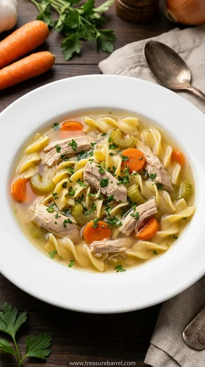Homestyle Chicken Noodle Soup: A Classic Recipe - ready to serve