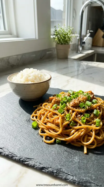 Honey Pepper Chicken Lo Mein with Steamed Rice Recipe