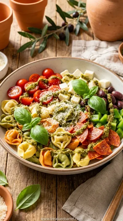 Easy Italian Pasta Salad Recipe with Tortellini Pesto