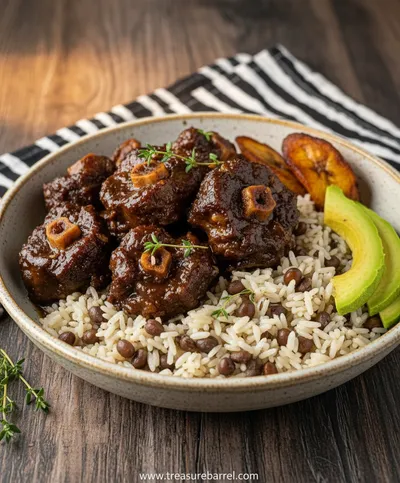 Authentic Jamaican Oxtail With Rice Recipe - ready to serve