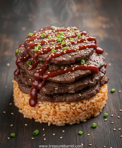 Korean BBQ Beef Rice Stack