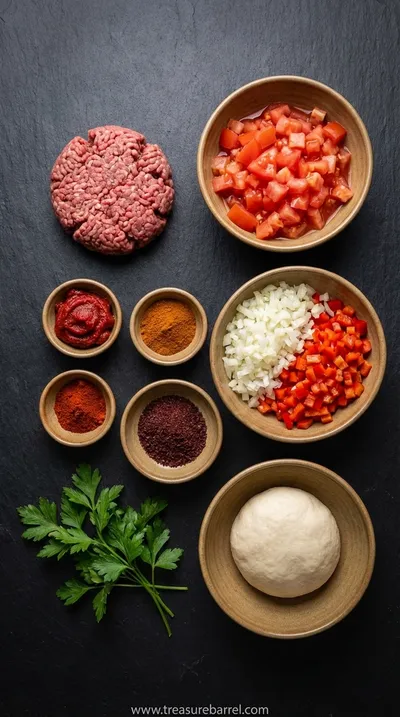 Easy Lahmacun Recipe: Turkish Flatbread with Meat - ingredients preparation