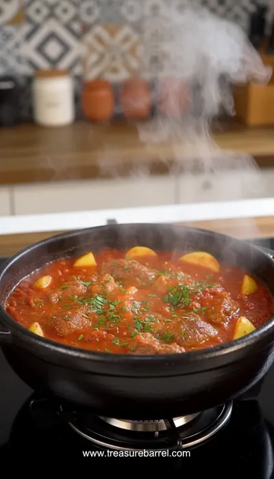 Lamb Tava Recipe With Potatoes (Slow Cooked) - cooking process