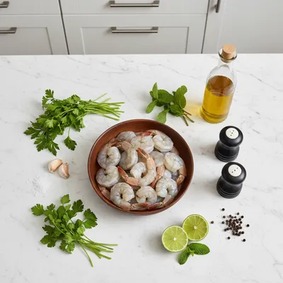 Pan Seared Chimichurri Shrimp - cooking process