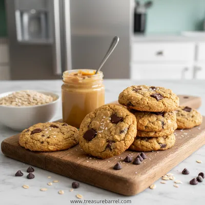 5-Ingredient Peanut Butter Oatmeal Chocolate Chip Cookies