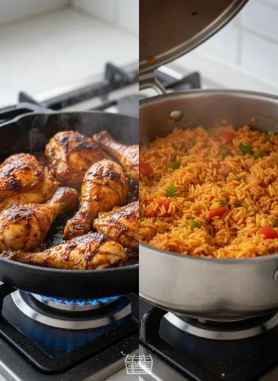 Peri Peri Jollof Rice and Chicken - ingredients preparation