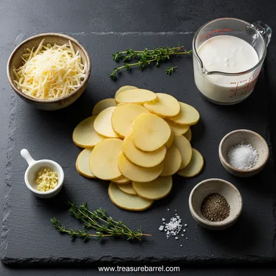 Potatoes Au Gratin: Cheesy Crispy Potato Side Dish - ingredients preparation