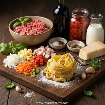 Ragù alla Bolognese with Pappardelle: Classic Italian Recipe - ingredients preparation