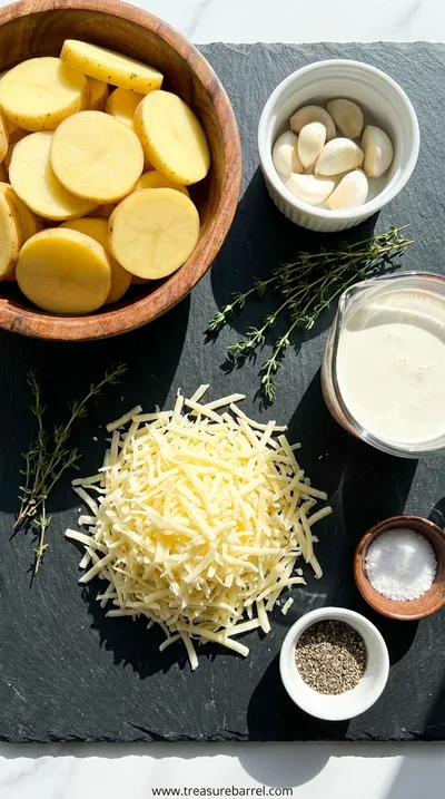 Roasted Garlic Potatoes au Gratin Recipe - ingredients preparation