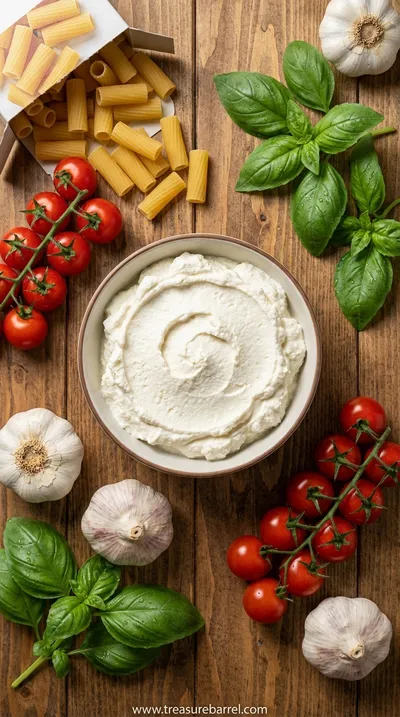 Roasted Tomato and Garlic Ricotta Pasta Recipe - ingredients preparation