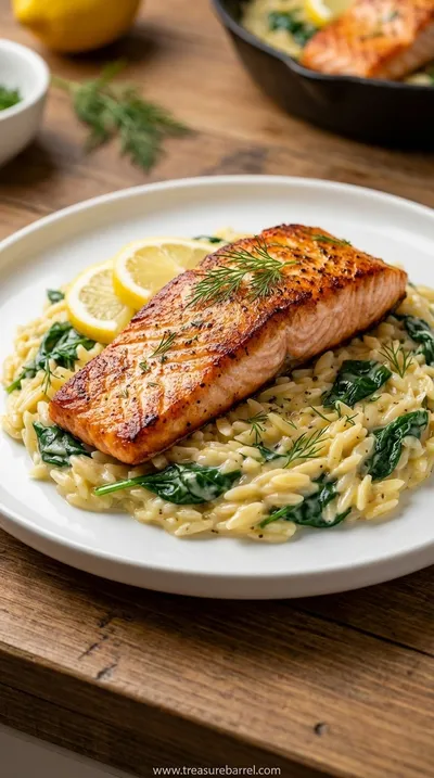 Seared Salmon with Lemon Orzo: Quick Comfort Meal - ready to serve