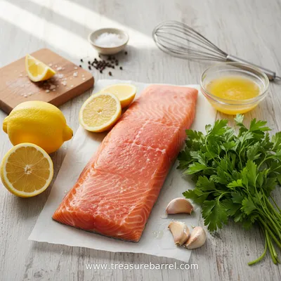 Sheet Pan Lemon Garlic Butter Salmon - cooking process