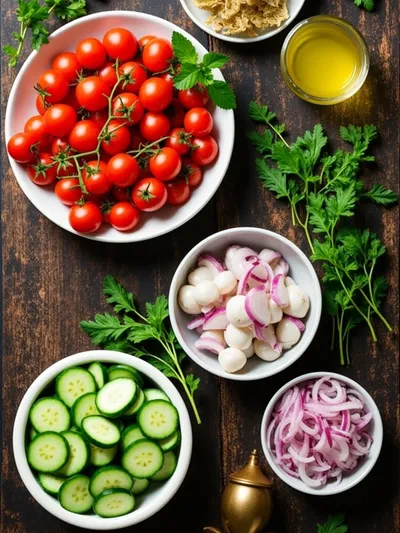 Easy Shirazi Salad Recipe - ingredients preparation